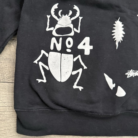VTG Stussy XV Collab Hoodie Rare Y2K Multi Hit Graphic Back Print USA Mens Sz S - Picture 12 of 13
